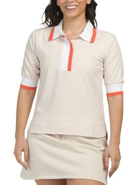 A Putnam Short Sleeve Polo Top Bisque - Womens Golf NEW